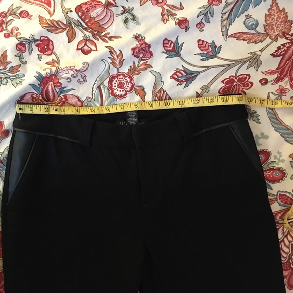INC, Black Skinny Pants w/Leather Pocket & Waist Detail Size 8, 30”Inseam - Picture 7 of 11